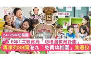 免費幼稚園｜24/25年38間香港區和九龍區排名上升的「免費」幼稚園